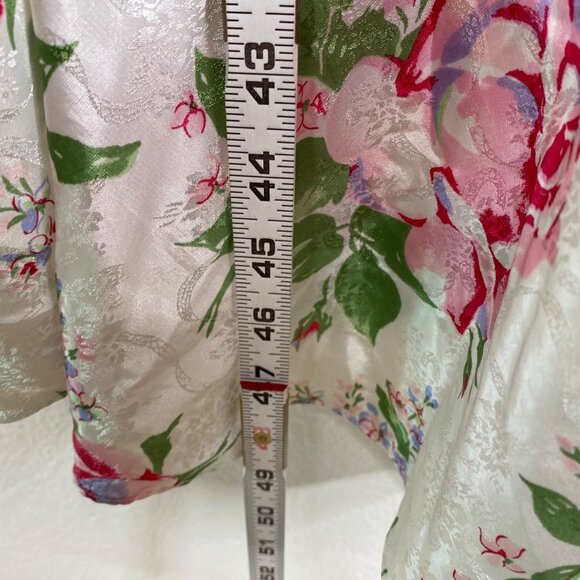 Vintage Maryann’s Boutique Peignoir Robe & Gown White Sz S Floral Satin Romantic - Picture 14 of 16